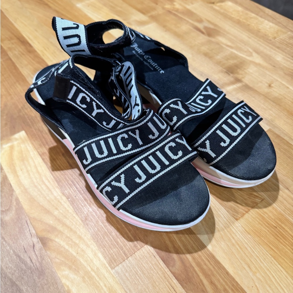 Juicy Couture Black and White Logo Sandals
